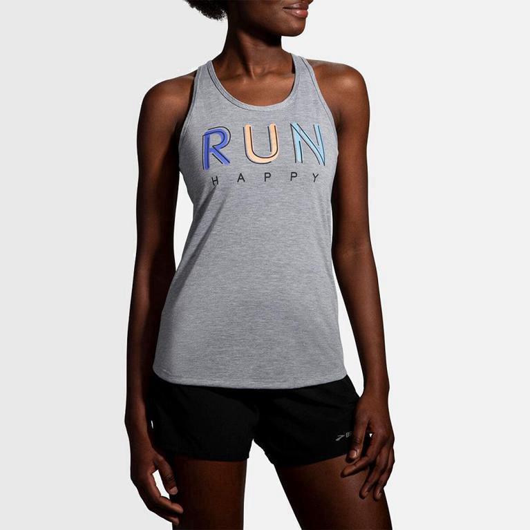 Brooks Distance Graphic NZ - Women's Running Tank Top - Grey (74612-RUEL)